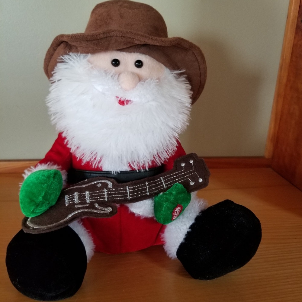 Animated Rocking Santa Claus Is Coming To Town 10.5” Country Guitar Cowboy Xmas